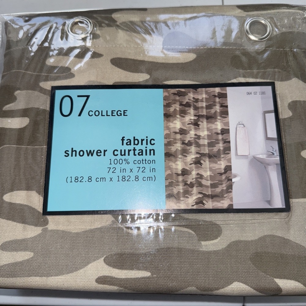 Shower Curtain Camouflage 100% Cotton Target 72" X 72" Camo‎ Olive Hunting